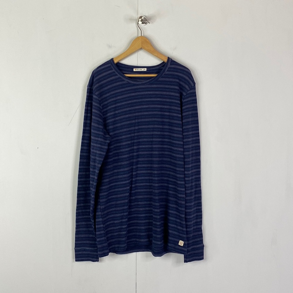 Marine Layer Navy and Dark Blue Striped Long Sleeve Tee